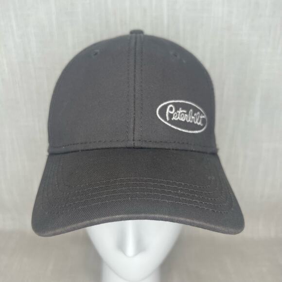 Peterbilt Gray Twill Trucker Hat Baseball Dad Cap Snapback Reverse Logo - Picture 1 of 8